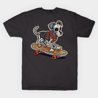 Skeleton dog on a skateboard T-Shirt
